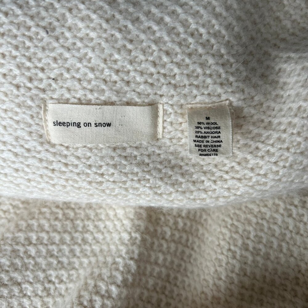 Anthropologie Sleeping on Snow Fringe Cardigan Cream Wool Angora Blend - Picture 6 of 10
